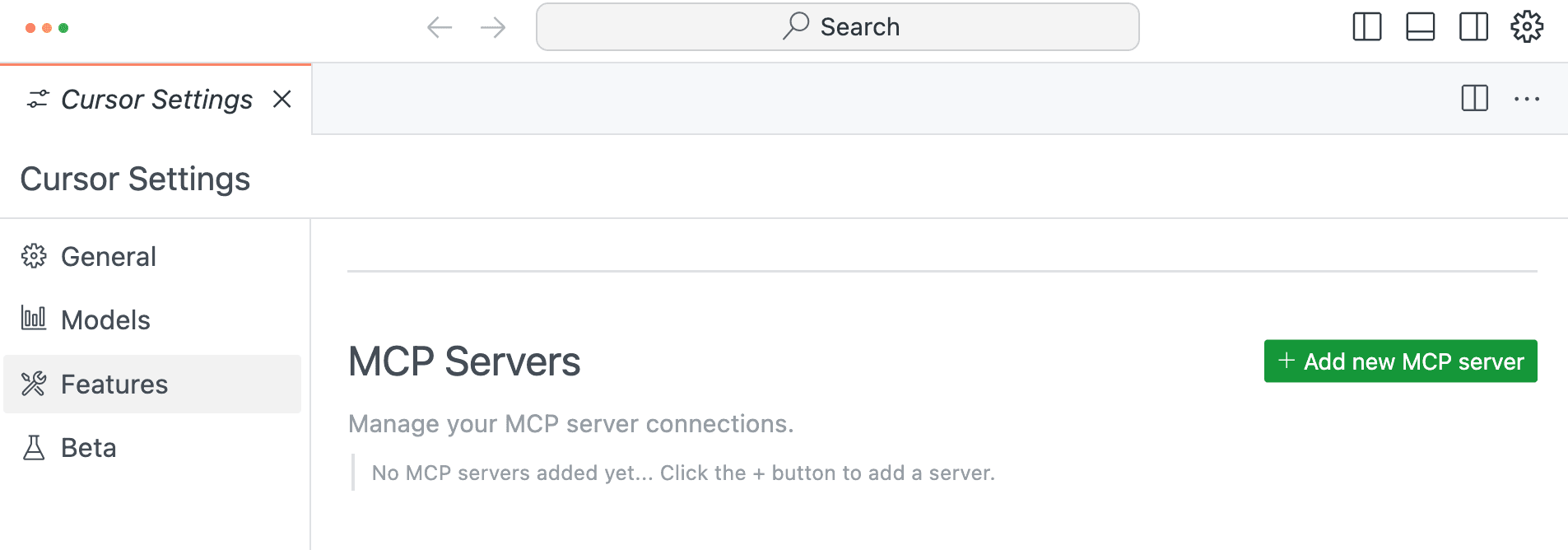 Cursor MCP Servers section